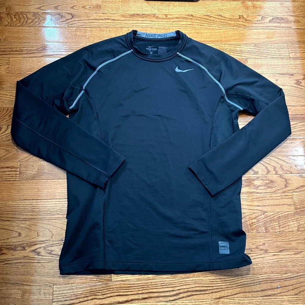 Nike Pro Shirt Mens XL Black Fitted Athletic Swoosh Gym Training Pullover Tops